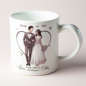 Caneca Personalizada com Data do Casamento "Memória de Amor"