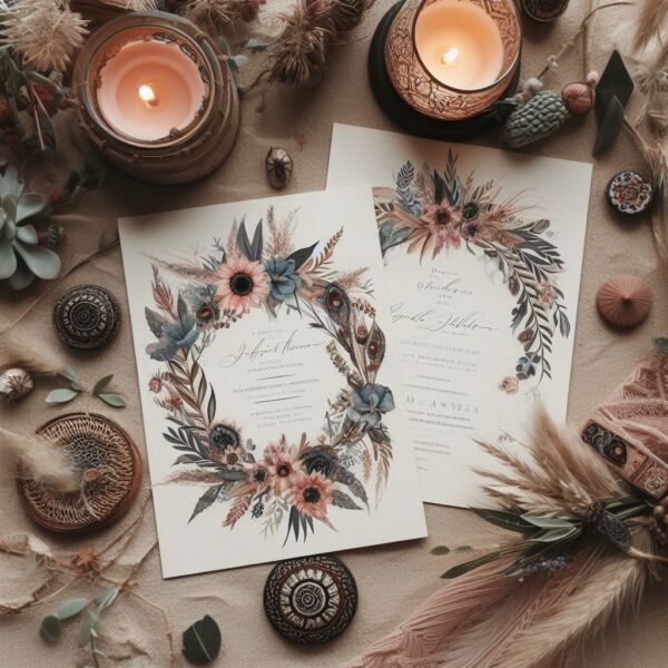 Convite de Casamento Boho "Boêmio Chic"